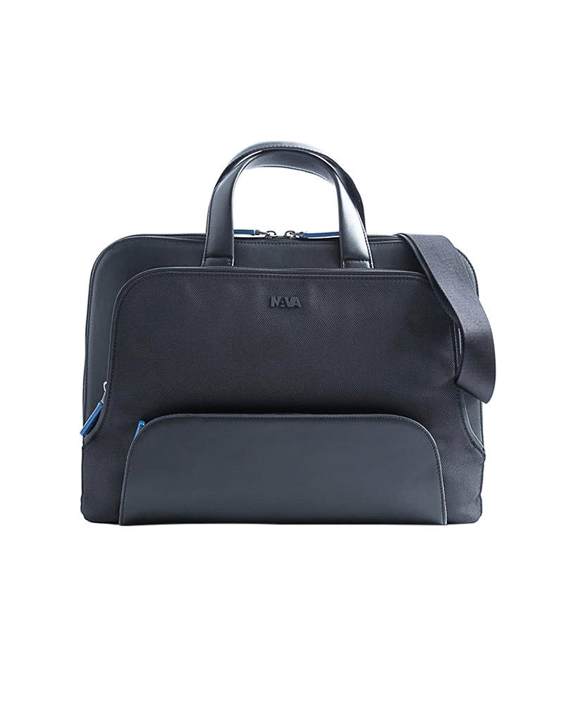 NAVA Briefcase slim 2 comp with removable strap Black LO019N 23035
