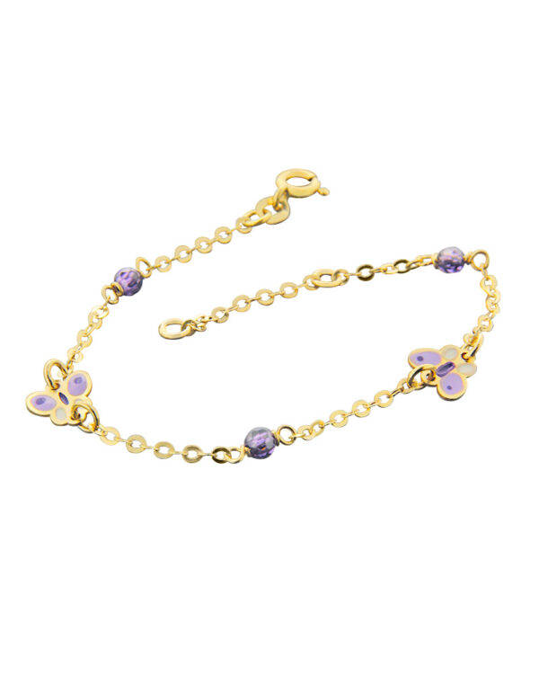 Βραχιόλι παιδικό χρυσό Κ9 με σμάλτο και Swarovski