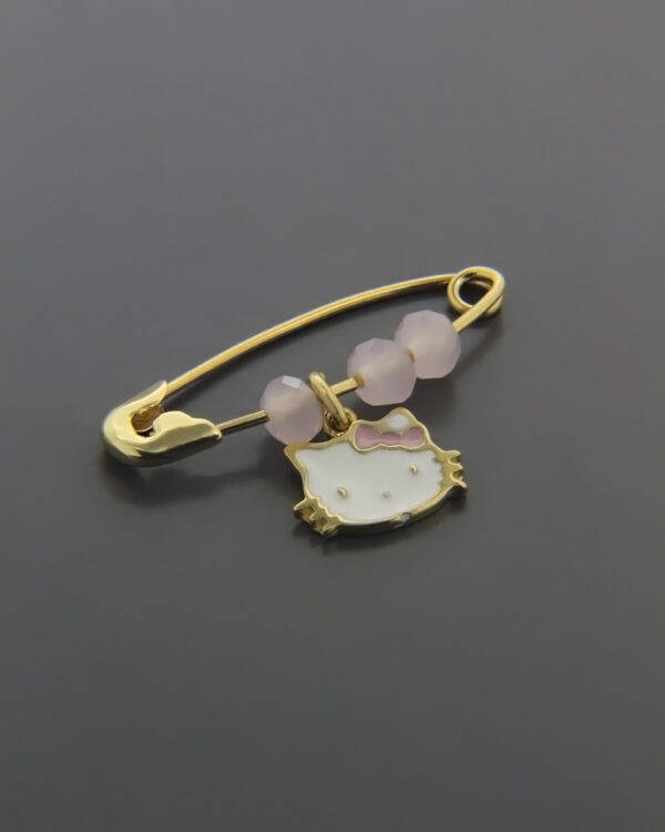 Παραμάνα παιδική Hello Kitty χρυσή Κ14 με σμάλτο και Swarovski