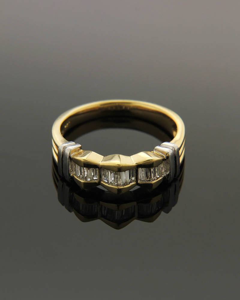 Δαχτυλίδι χρυσό & λευκόχρυσο Κ18 με Διαμάντια