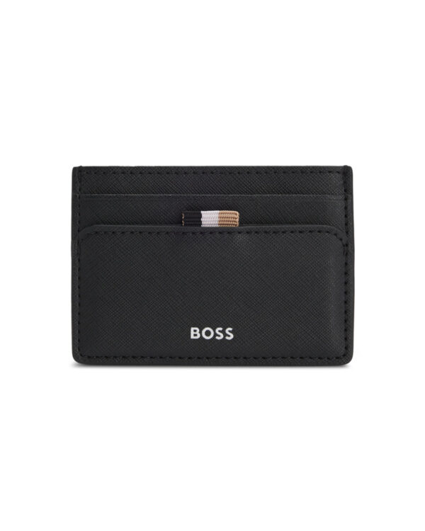Boss Zair_Money clip l -μαύρη δομημένη Θήκη για κάρτες με κλιπ χρημάτων και λεπτομέρεια λογότυπου 50485622 001