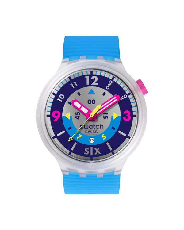 Ρολόι SWATCH Big Bold Neon Hielo Blue Silicone Strap SB01K400