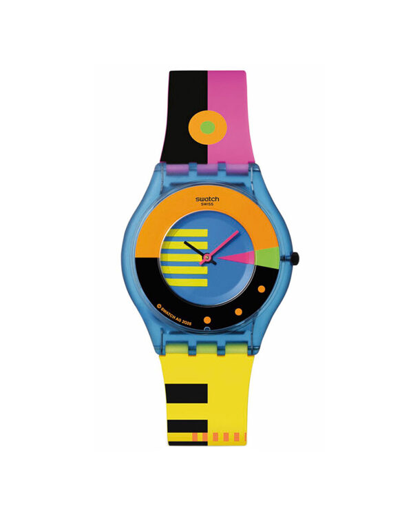 Ρολόι SWATCH Skin Neon Flumotions Multicolor Silicone Strap SS08S101