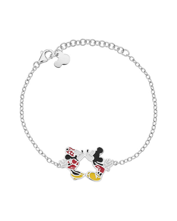 Βραχιόλι Disney Kissing Minnie and Mickey Mouse ασημένιο 925 με σμάλτο