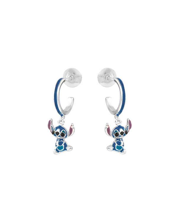 Σκουλαρίκια κρίκοι Disney Stitch από ασήμι 925 με σμάλτο