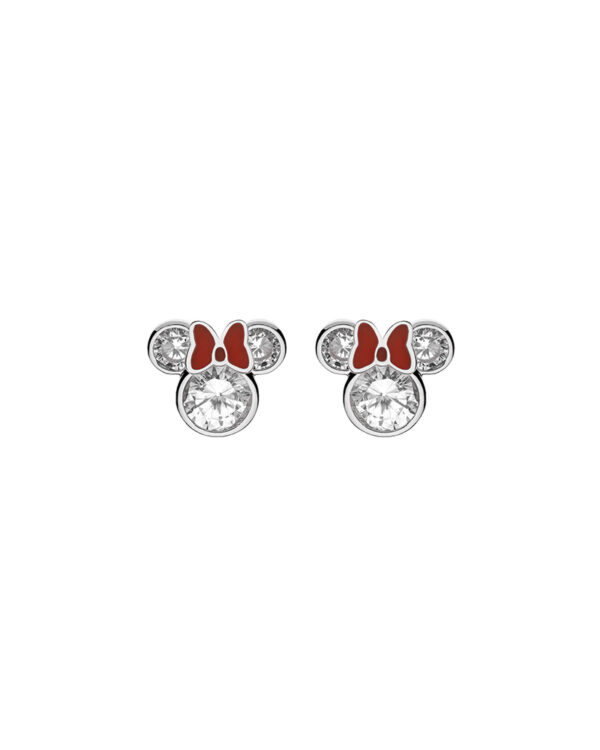 Σκουλαρίκια Disney Minnie Mouse από Ασήμι 925 με κρύσταλλα ζιργκόν και σμάλτο