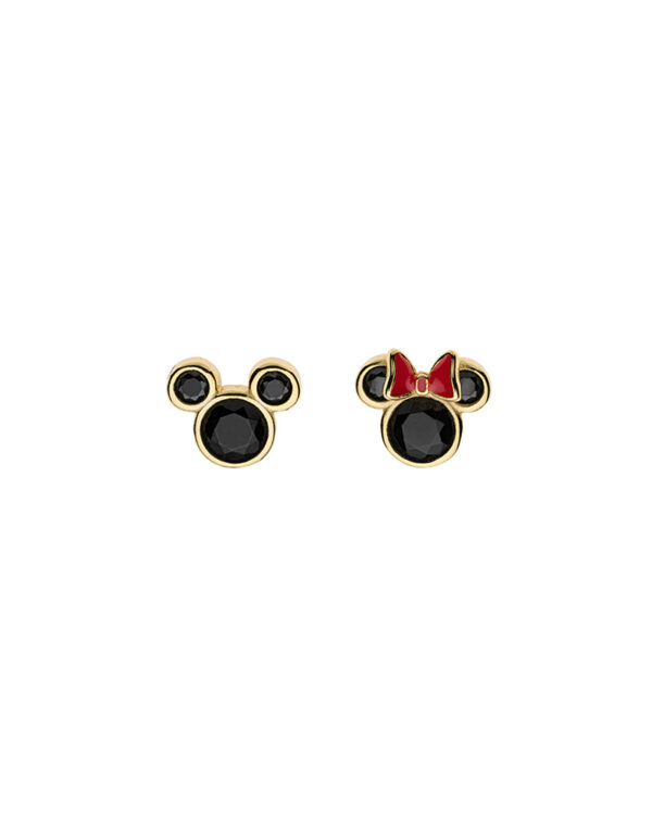Σκουλαρίκια Disney Mickey and Minnie Mouse ασημένια 925 με ζιργκόν και σμάλτο