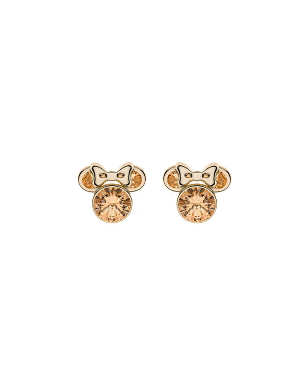 Σκουλαρίκια Disney Minnie Mouse από χρυσό Κ9 με Ζιργκόν ‘November birthstone’