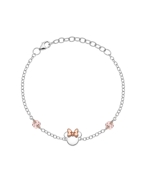 Βραχιόλι Disney Minnie Mouse από Ασήμι 925 με ροζ κρύσταλλά