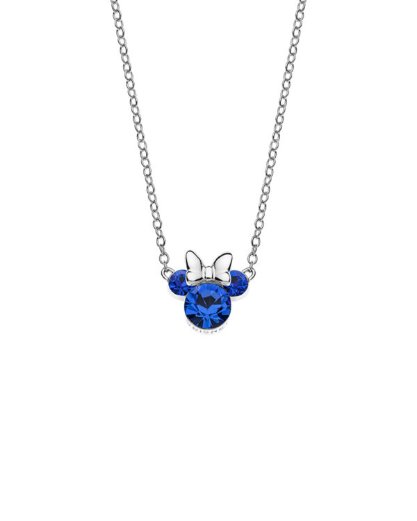 Κολιέ Disney Minnie Mouse από ασήμι 925 με κρύσταλλα Ζιργκόν ‘September birthstone’