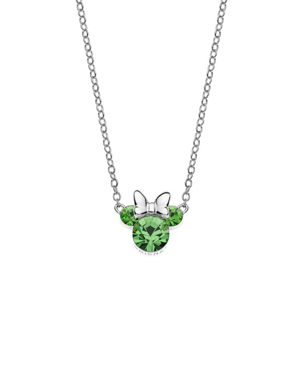 Κολιέ Disney Minnie Mouse από ασήμι 925 με κρύσταλλα Ζιργκόν ‘August birthstone’