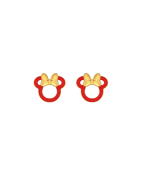 Σκουλαρίκια παιδικά Disney Minnie Mouse από κίτρινο επιχρυσωμένο ασήμι 925 με Σμάλτο