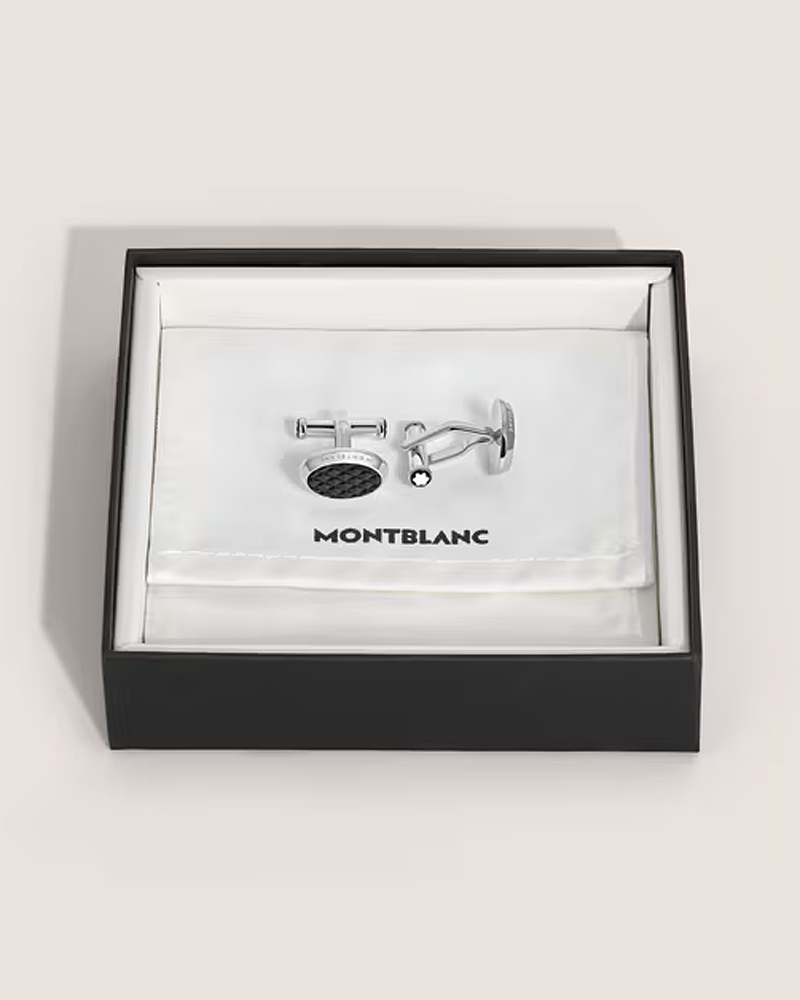 Montblanc Meisterstuck Oval Μανικετόκουμπα με γεωμετρική ένθετη μαύρη λάκα 134468 - Image 2