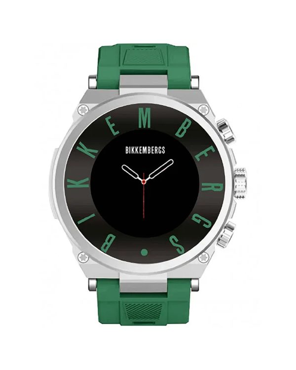Ρολόι Bikkembergs GT5 Smartwatch BK-GT504 με πράσινο λουράκι σιλικόνης, στρογγυλή κάσα 46mm, ψηφιακή AMOLED οθόνη, κλήσεις Bluetooth, ειδοποιήσεις, λειτουργίες υγείας, αθλητικές λειτουργίες και εφαρμογή Fere Fit.