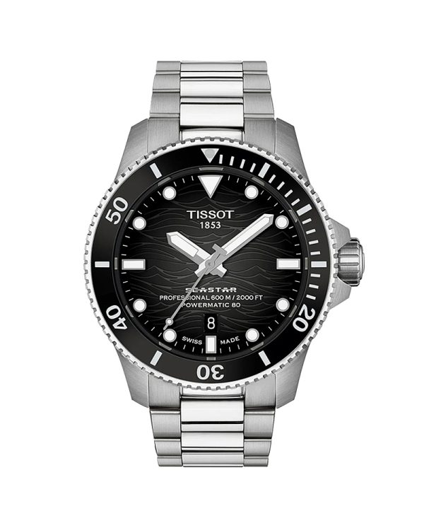 Ανδρικό ρολόι Tissot Seastar 2000 Powermatic 80 T120.907.11.051.00 με κάσα 44mm από ανοξείδωτο ατσάλι 316L και κεραμικό, γκρι ντεγκραντέ καντράν, μπρασελέ από ανοξείδωτο ατσάλι, αυτόματο μηχανισμό Powermatic 80 και αδιαβροχοποίηση 60 ATM / 600 μέτρα.