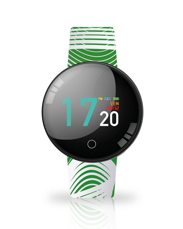Unisex smartwatch Techmade Joy TM-JOY-SPY2 σε πράσινο/λευκό χρώμα, με κάσα 40mm, έγχρωμη οθόνη 0.96”, Bluetooth 4.0, G-Sensor, μπαταρία Li-polymer 120mAh, IP68 αδιαβροχοποίηση, παλμογράφο, βηματομετρητή, θερμίδες, απόσταση, ειδοποιήσεις και παρακολούθηση ύπνου.